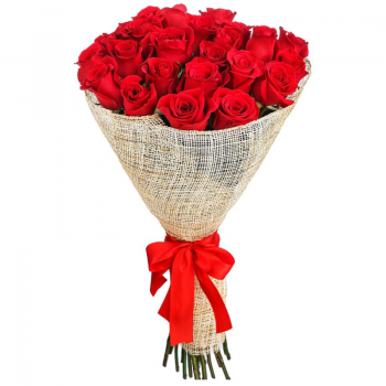 Букет из 25 красных роз "Красный граф"