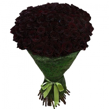 Букет траурный из 100 темно-бордовых роз