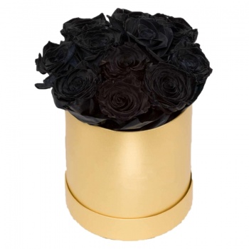 Букет из 11 черных роз в коробке