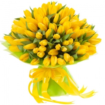 Букет из 101 желтого тюльпана "Желтый нектар"