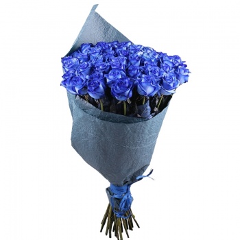 Букет из 51 синей розы в крафте