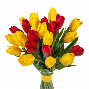 Букет MIX из красных и желтых тюльпанов