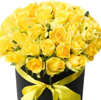 Букет из 51 желтой розы в коробке