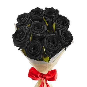 Букет из 9 черных роз в крафте