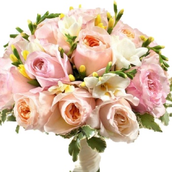 Букет из роз и фрезий " Свадебная фея"